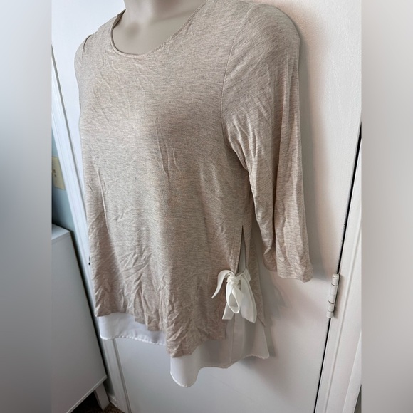 Anthropologie Pebble and Stone Cream Tiered Top Size Large # 1657 - Picture 3 of 7